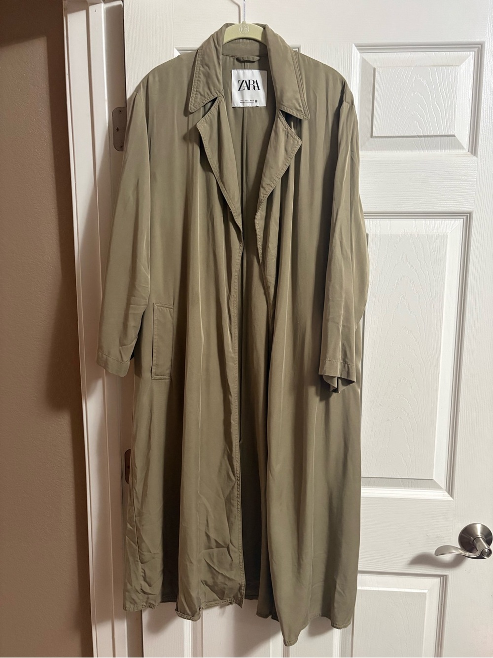 Zara trench coat lightweight 100% lyocell pockets tan fall autumn women's S